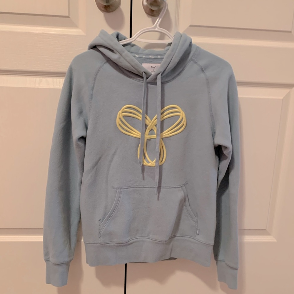 Aritzia Light Blue Hoodie with Yellow Design